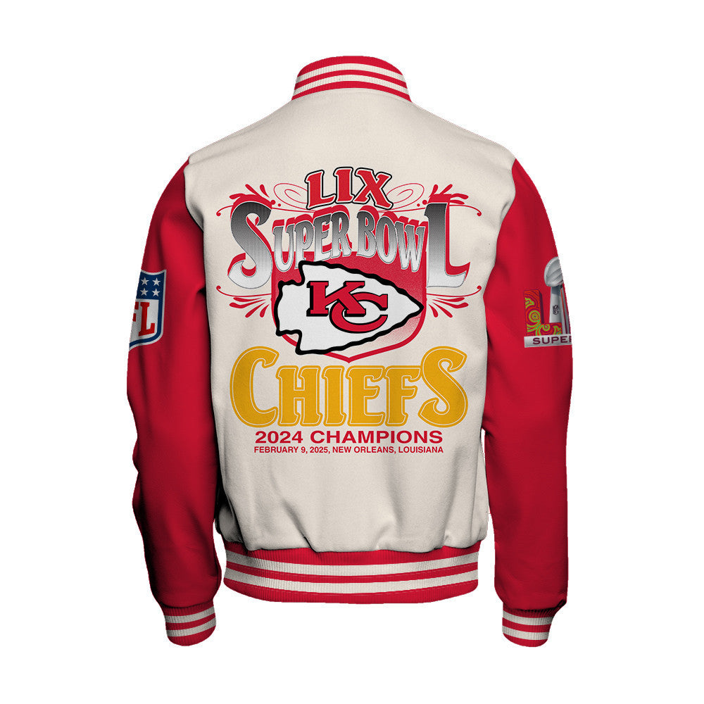 Kansas City Chiefs Super Bowl LIX Celebrate The Victory Varsity Jacket - All-Over-Printed Jacket