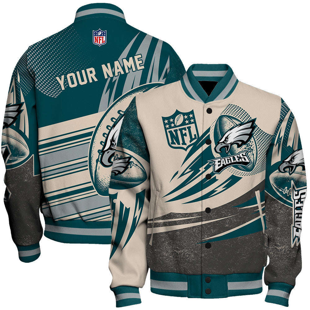 Philadelphia Eagles - National Football League Customized AOP Varsity Jacket V10 - All-Over-Printed Jacket