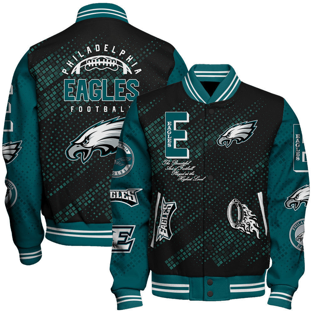 Philadelphia Eagles National Football League Pattern Varsity Jacket V13 - All-Over-Printed Jacket