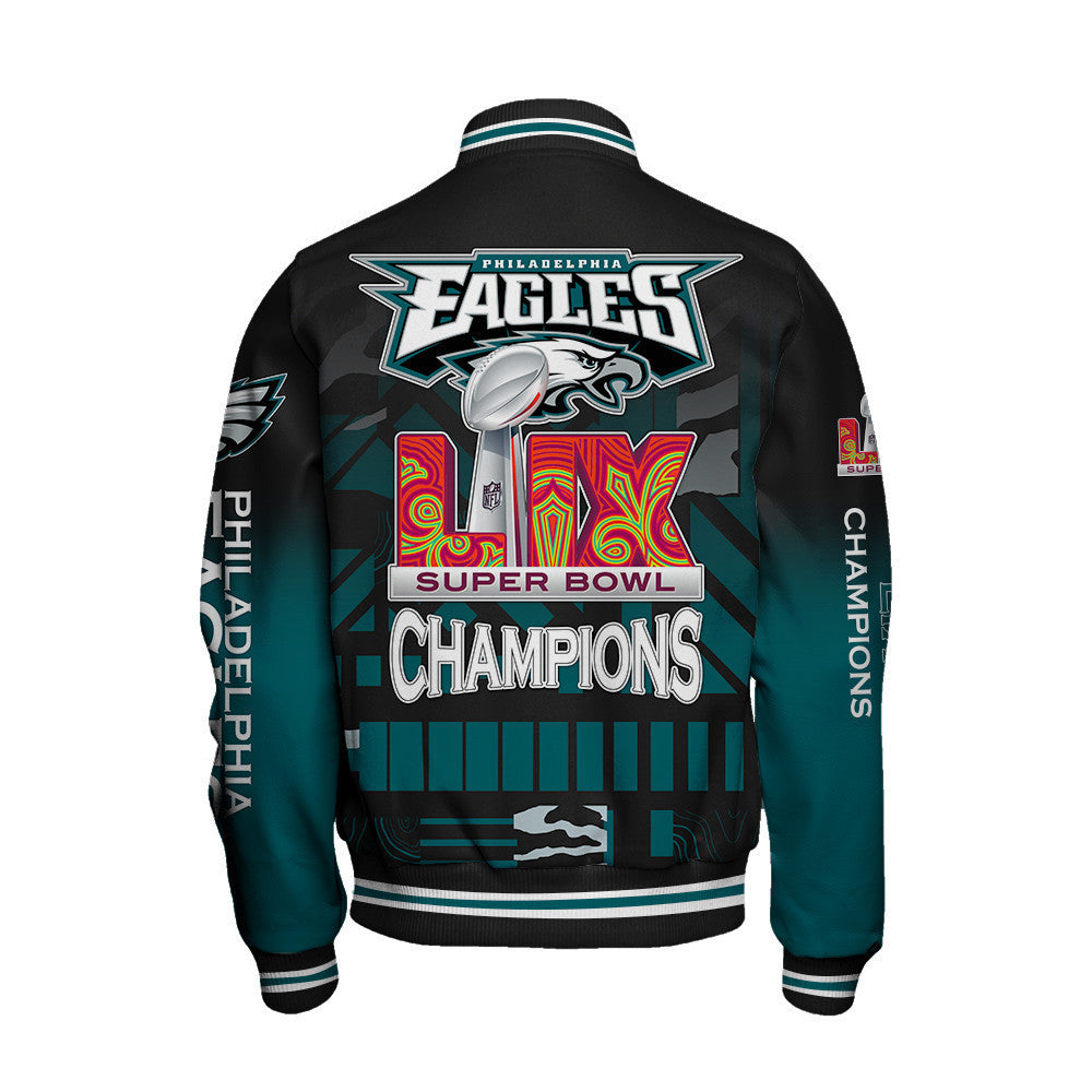 Philadelphia Eagles Super Bowl LIX Champions Dream Come True Varsity Jacket - All-Over-Printed Jacket