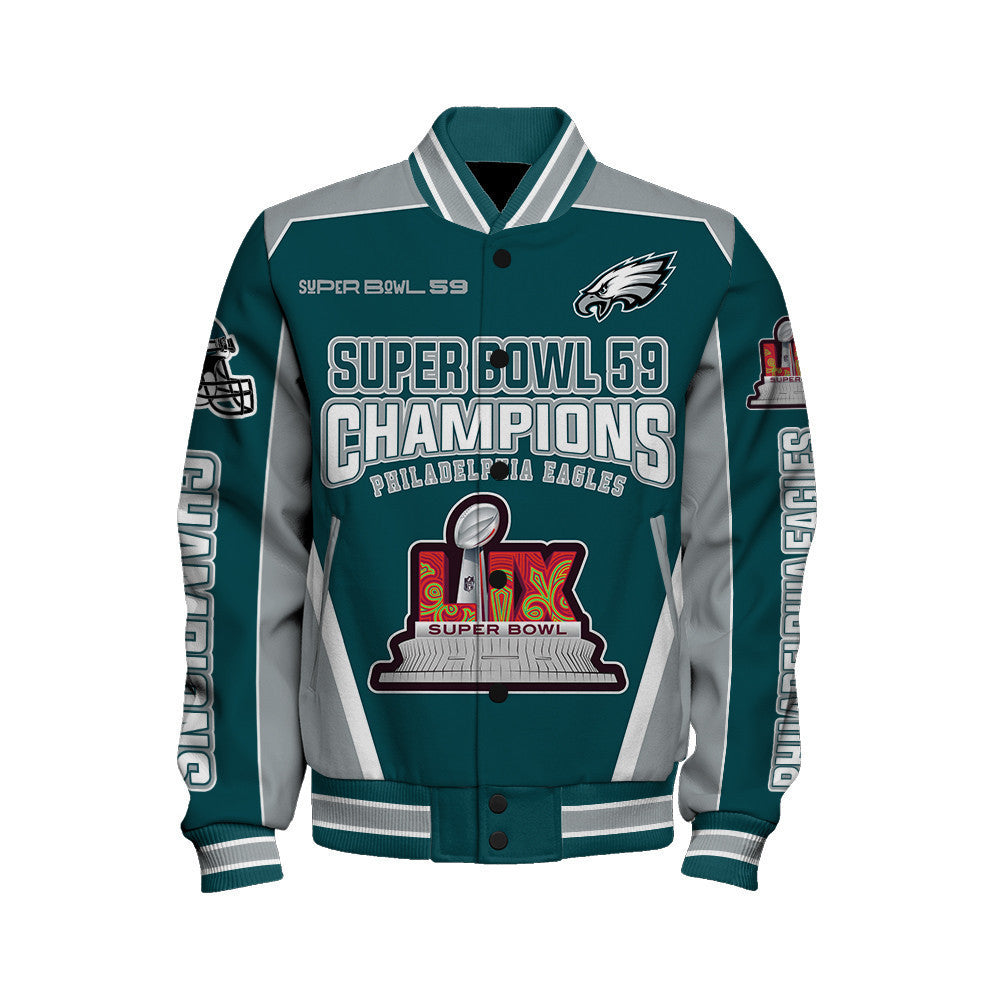 Philadelphia Eagles Super Bowl LIX Top Of The Game Varsity Jacket - All-Over-Printed Jacket