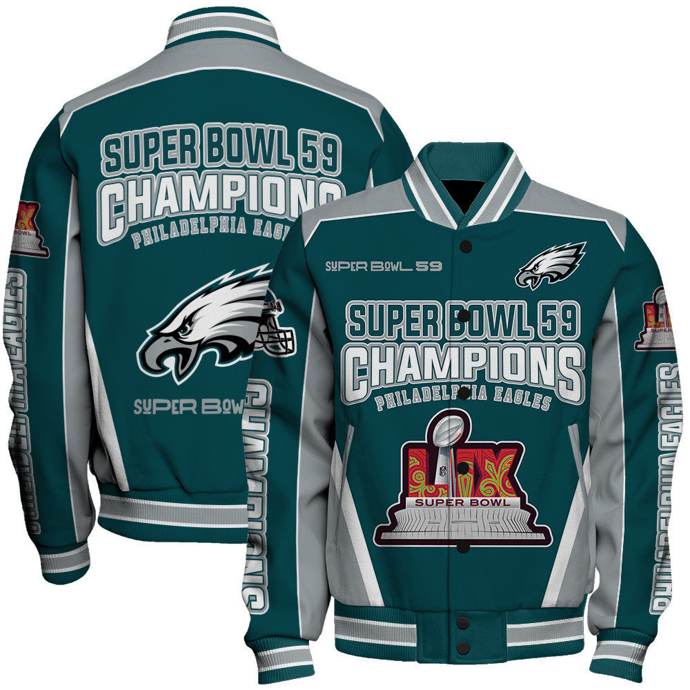 Philadelphia Eagles Super Bowl LIX Top Of The Game Varsity Jacket - All-Over-Printed Jacket