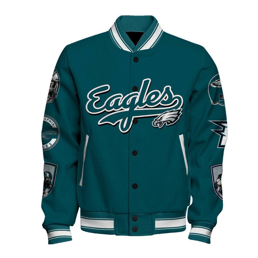 Philadelphia Eagles Super Bowl LIX Celebrate The Champions Varsity Jacket - All-Over-Printed Jacket