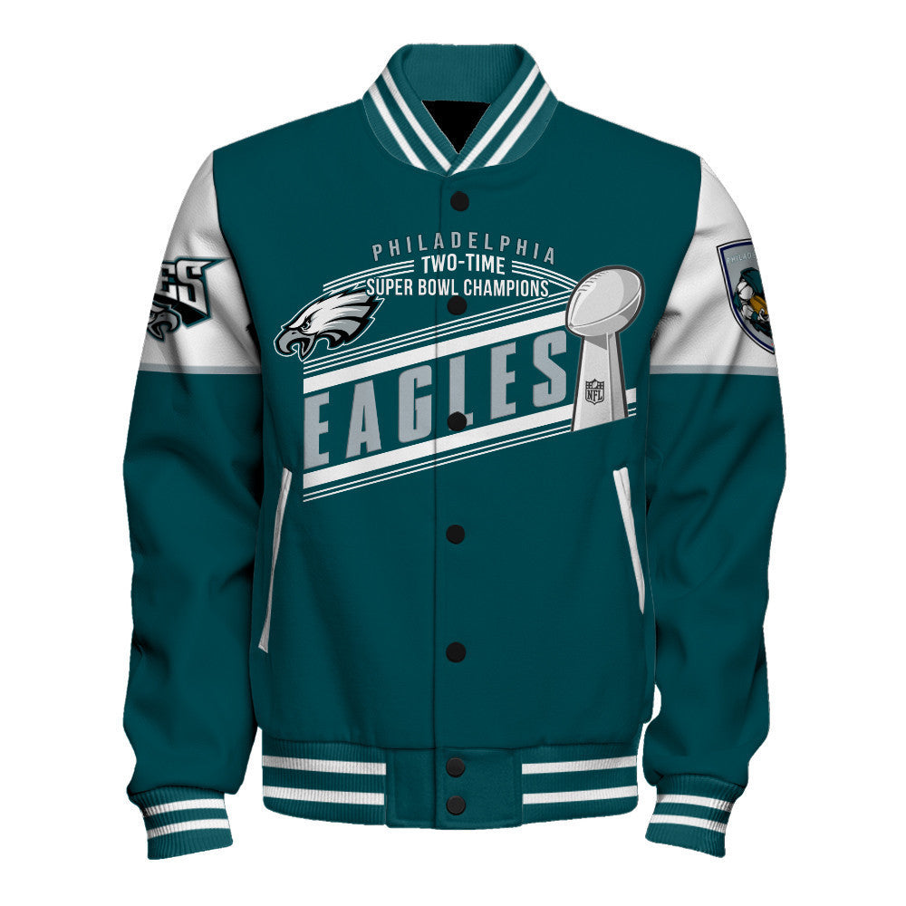 Philadelphia Eagles Super Bowl LIX Champions 2024 Prove Strength Varsity Jacket - All-Over-Printed Jacket
