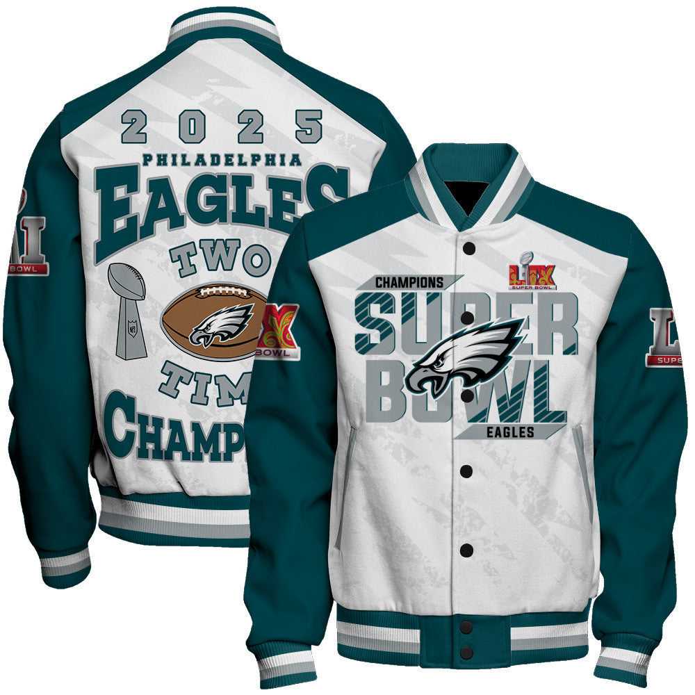 Philadelphia Eagles Super Bowl LIX Champions The King Of The Field Varsity Jacket - All-Over-Printed Jacket