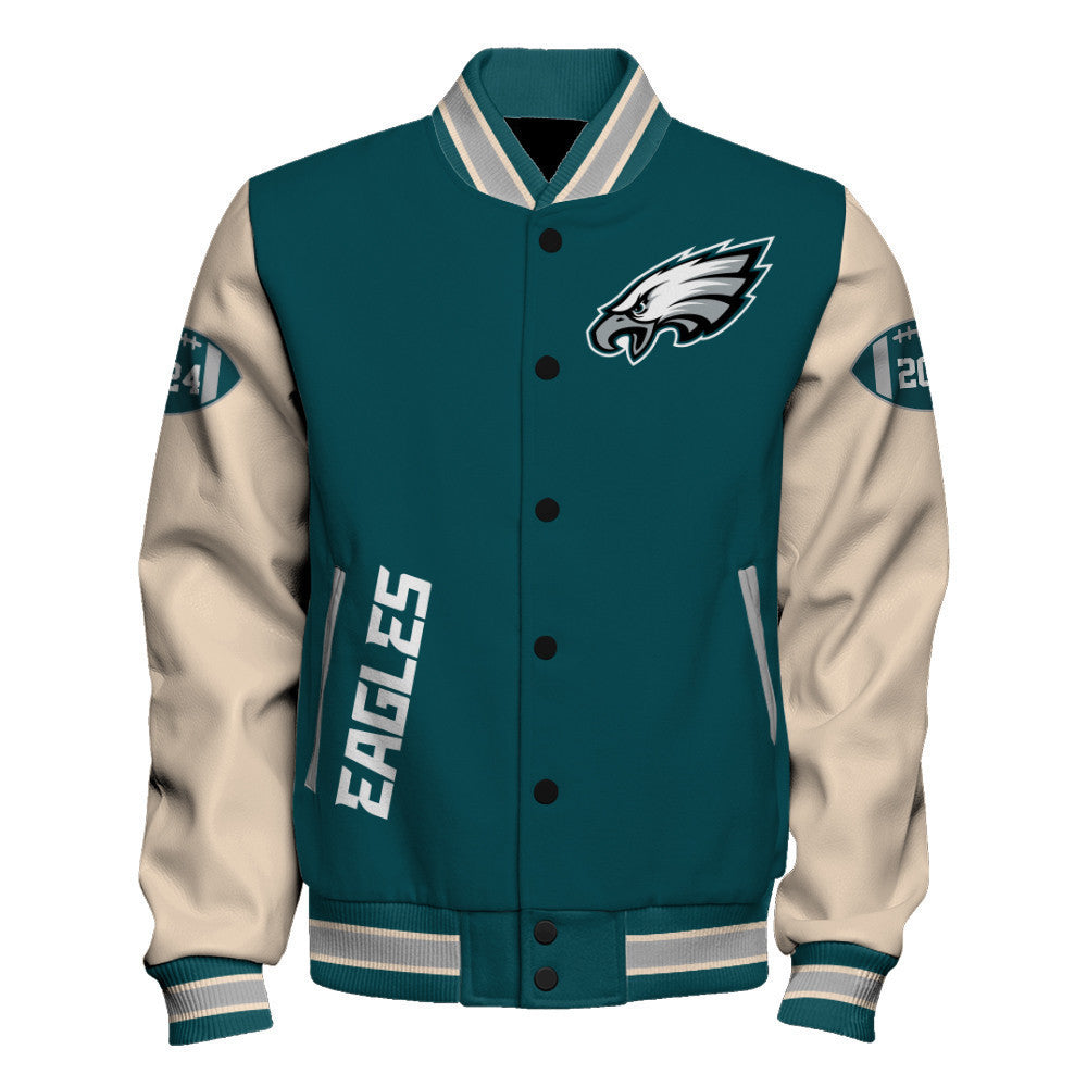 Philadelphia Eagles Super Bowl LIX Champions Where Champions Are Made Varsity Jacket - All-Over-Printed Jacket