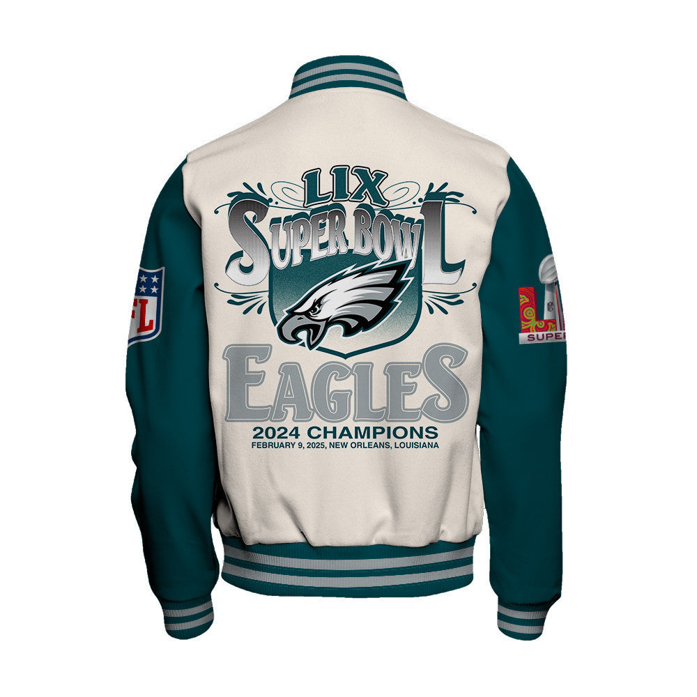Philadelphia Eagles Super Bowl LIX Celebrate The Victory Varsity Jacket - All-Over-Printed Jacket