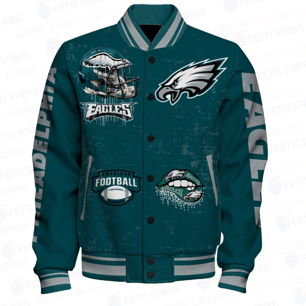 Philadelphia Eagles National Football League Print Varsity Jacket STM V6 - All-Over-Printed Jacket