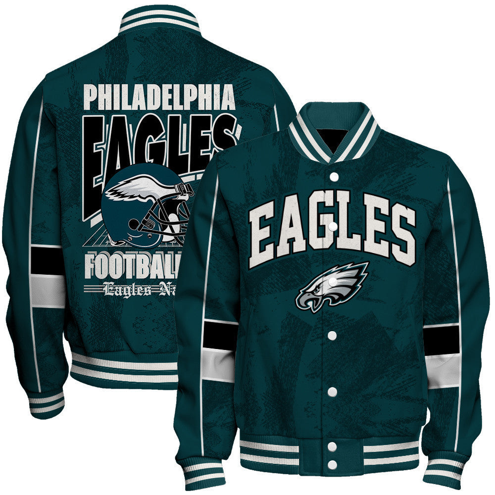 Philadelphia Eagles Football Team 2024 - 25 Cheering Symbols Unisex Varsity Jacket - All-Over-Printed Jacket