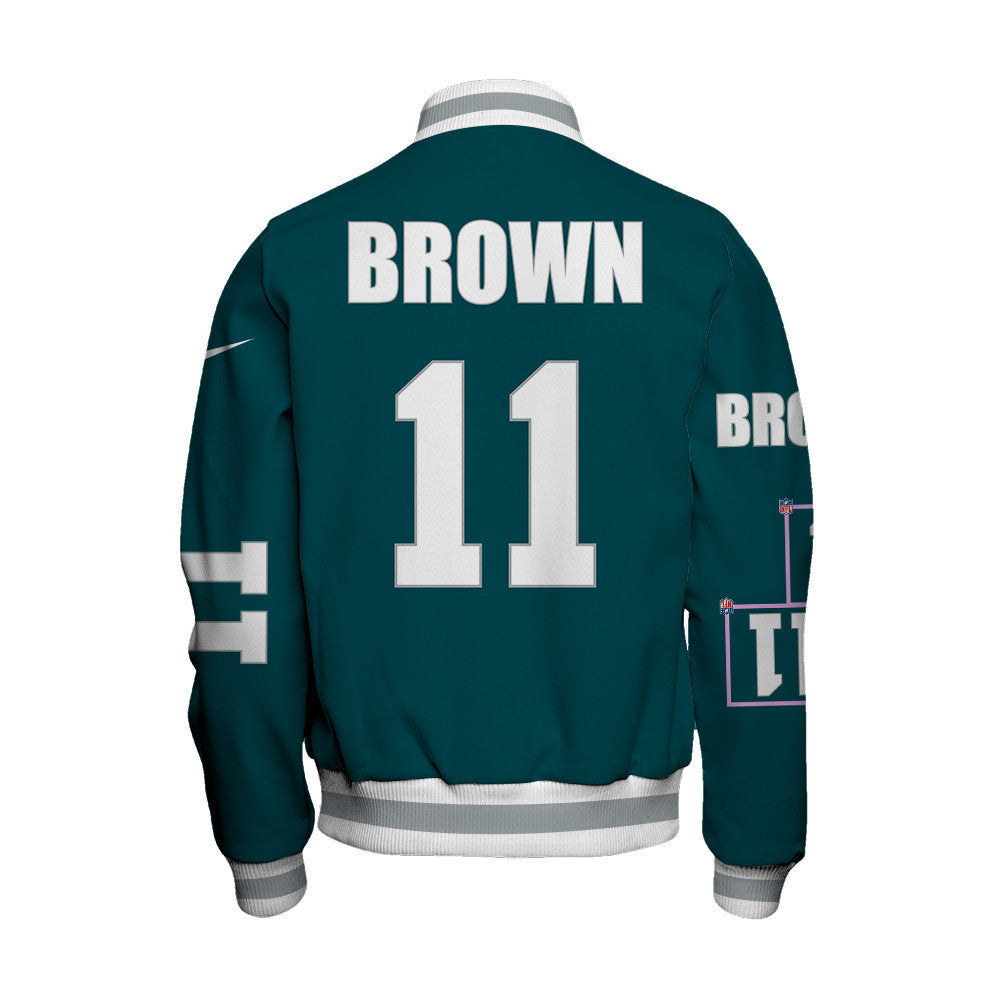 A. J. Brown #11 Philadelphia Eagles National Football League 2024 Unique Design Unisex Varsity Jacket - All-Over-Printed Jacket