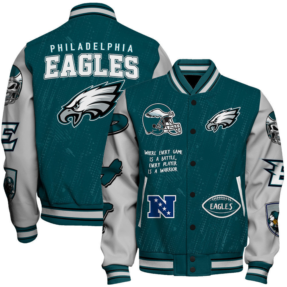Philadelphia Eagles National Football League Conquer Every Field Unisex Varsity Jacket - All-Over-Printed Jacket