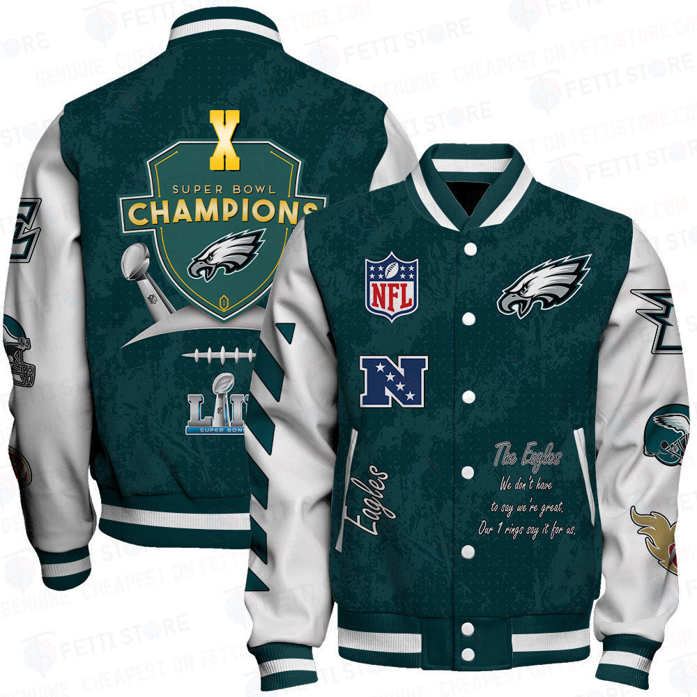Philadelphia Eagles X Champions Print Varsity Jacket SFAT V9 - All-Over-Printed Jacket