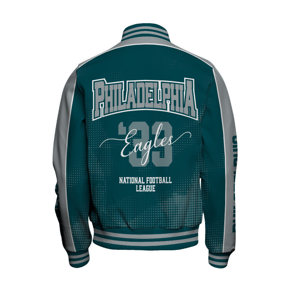 Philadelphia Eagles Football Team 2024 - 25 Heart Beats In Unison Unisex Varsity Jacket - All-Over-Printed Jacket