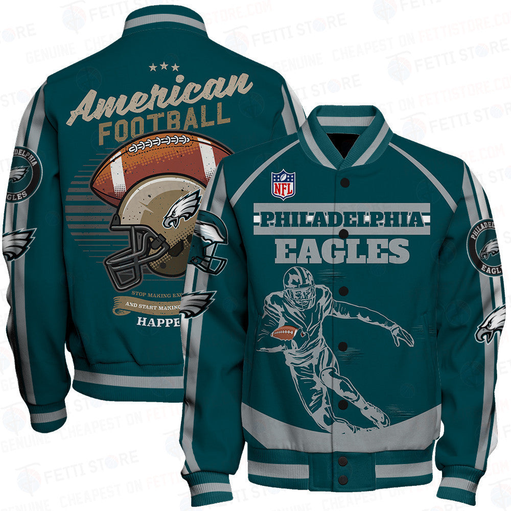 Philadelphia Eagles National Football League Print Varsity Jacket STM V3 - All-Over-Printed Jacket