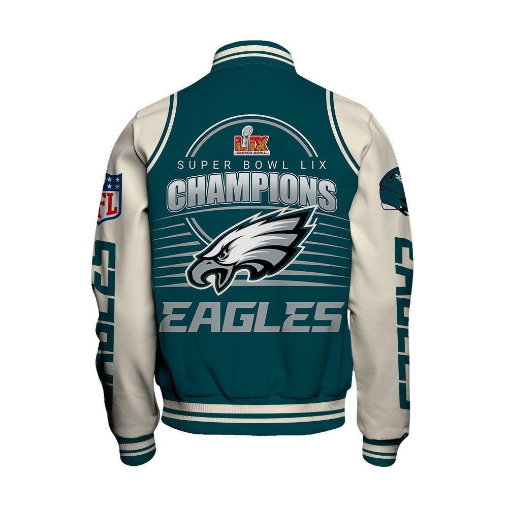 Philadelphia Eagles Super Bowl LIX Champions Command The Game, Claim Glory Varsity Jacket - All-Over-Printed Jacket
