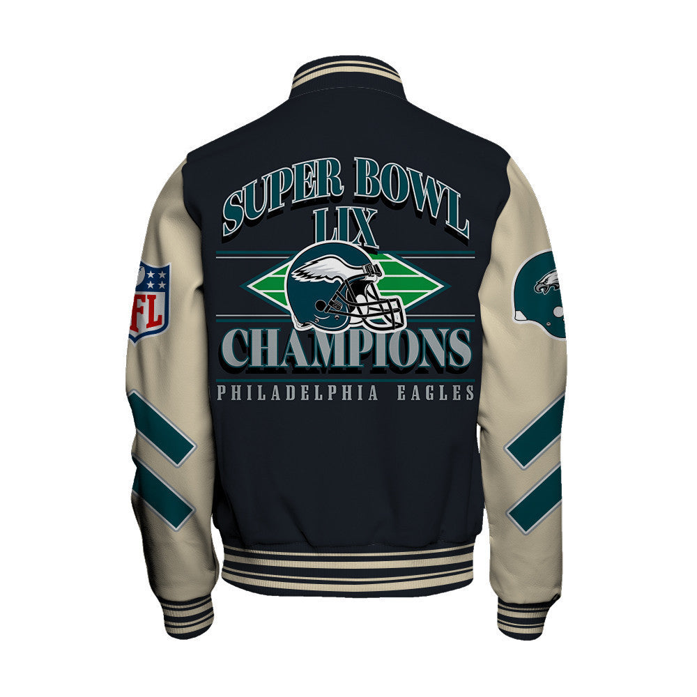 Philadelphia Eagles Super Bowl LIX Champions A Historic Win Varsity Jacket - All-Over-Printed Jacket