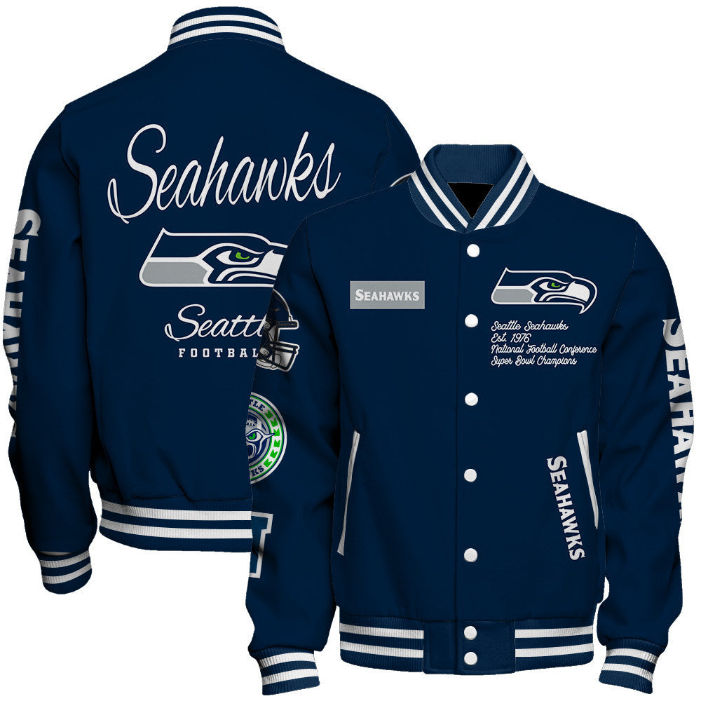 Seattle Seahawks NFL Team Legacy American Football Full-Snap Varsity Jacket