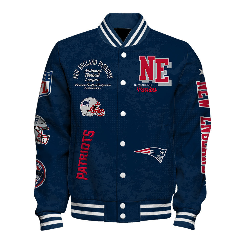 NFL New England Patriots Printed Team Logo Touchdown Varsity Jacket
