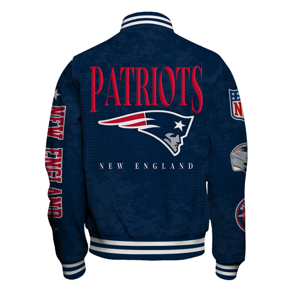 NFL New England Patriots Printed Team Logo Touchdown Varsity Jacket