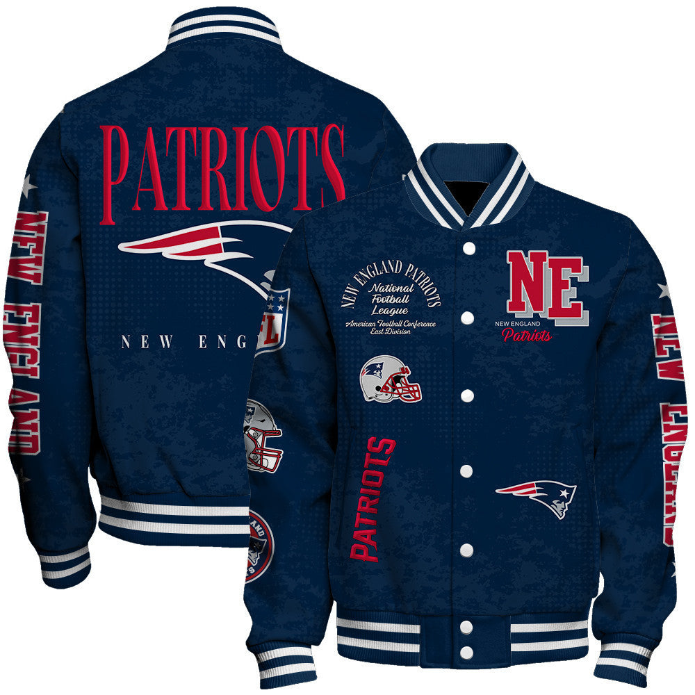 NFL New England Patriots Printed Team Logo Touchdown Varsity Jacket