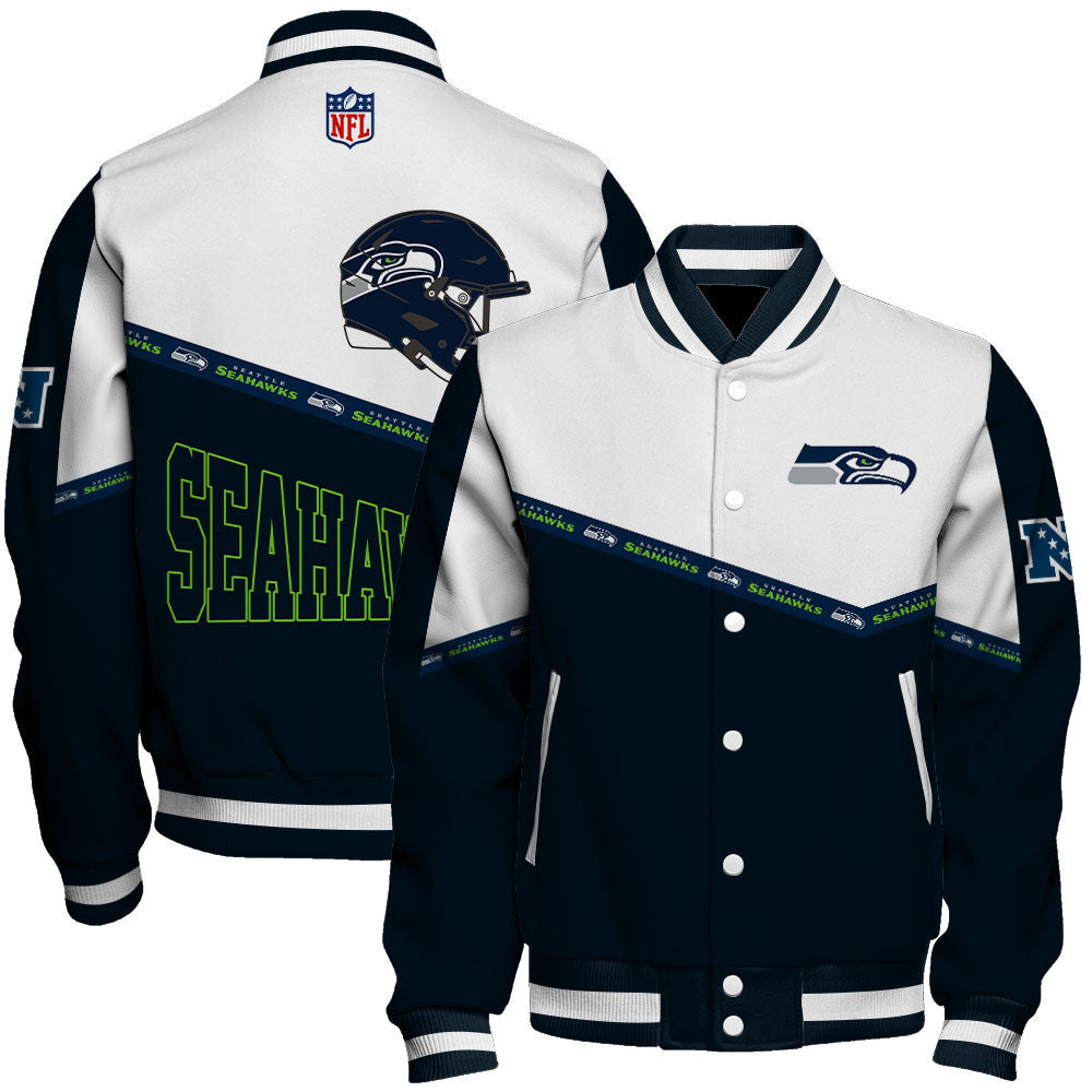 Seattle Seahawks College-Inspired Style Featuring Exclusive Artwork Varsity Jacket