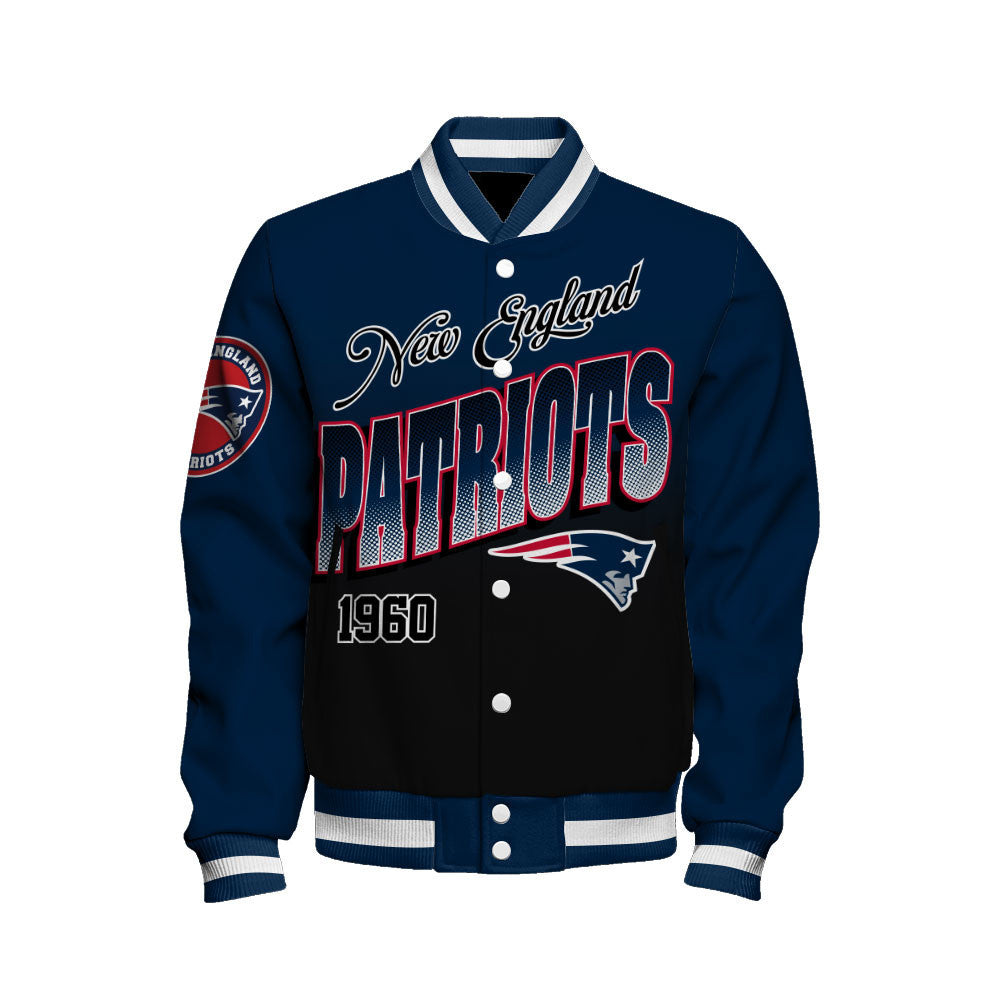 New England Patriots Stylish Gradient Color Scheme Varsity Jacket