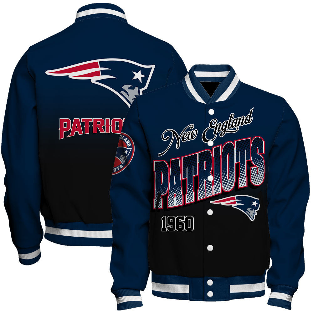 New England Patriots Stylish Gradient Color Scheme Varsity Jacket