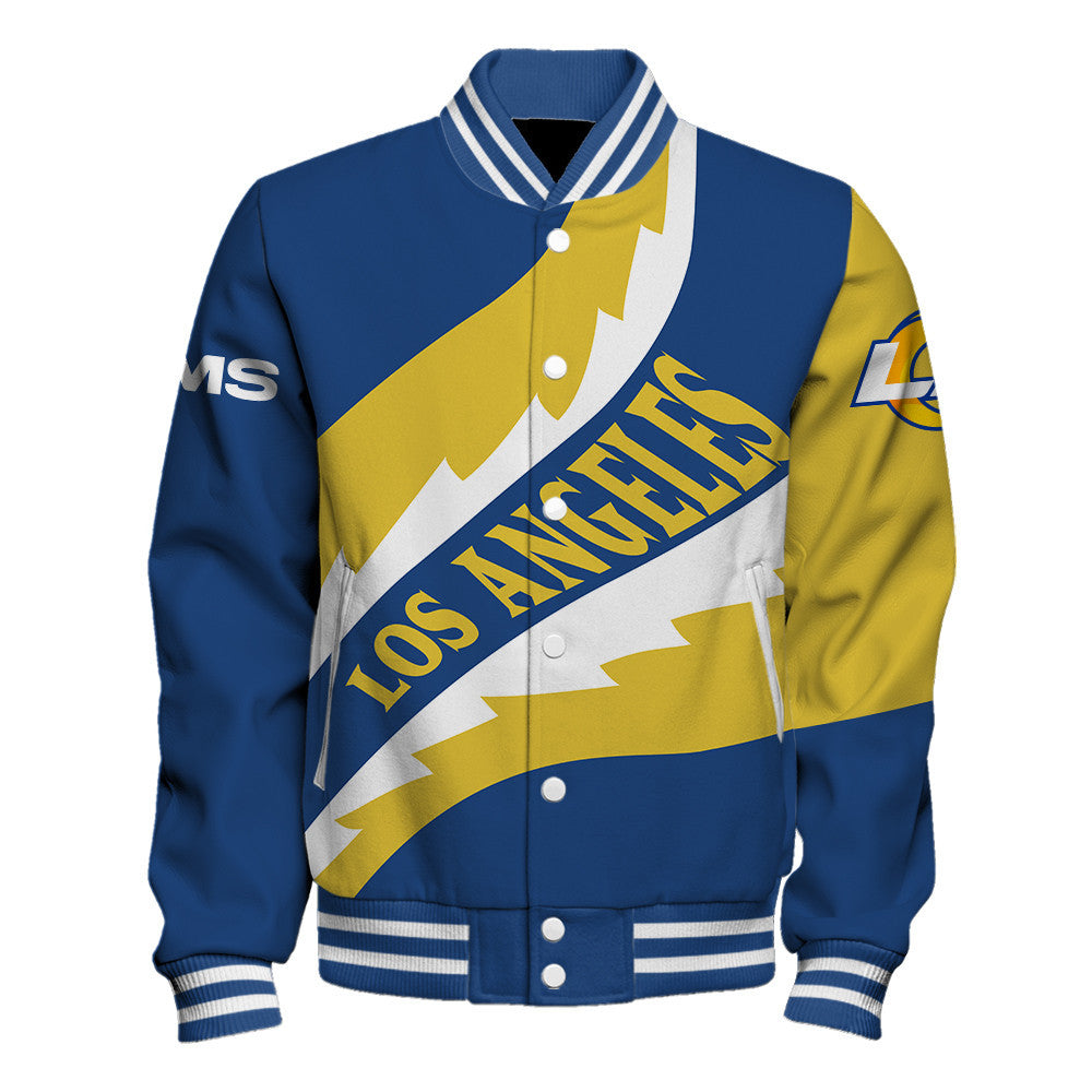 NFL Los Angeles Rams Saw Blade Pattern Football Fan Style Varsity Jacket