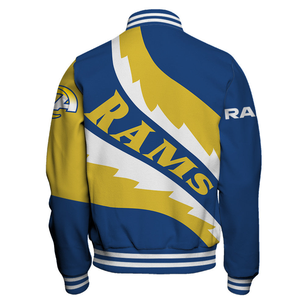 NFL Los Angeles Rams Saw Blade Pattern Football Fan Style Varsity Jacket