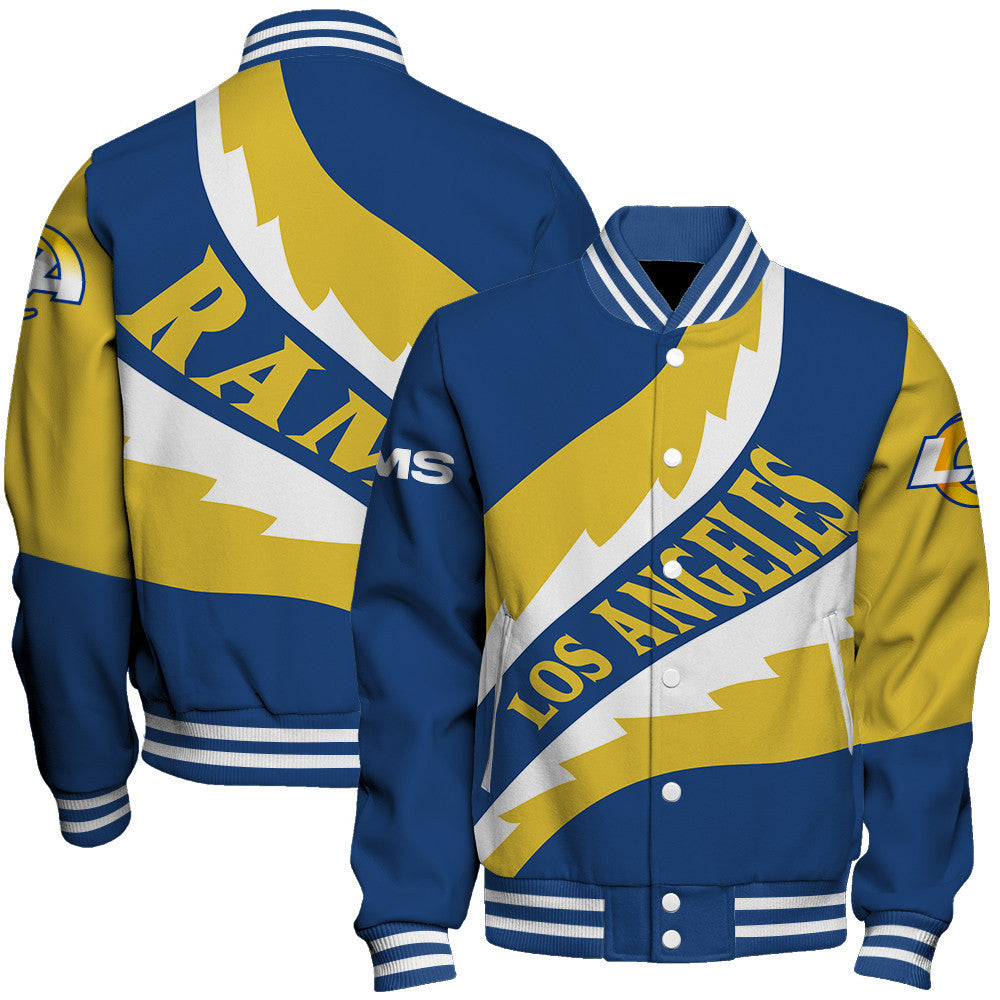 NFL Los Angeles Rams Saw Blade Pattern Football Fan Style Varsity Jacket