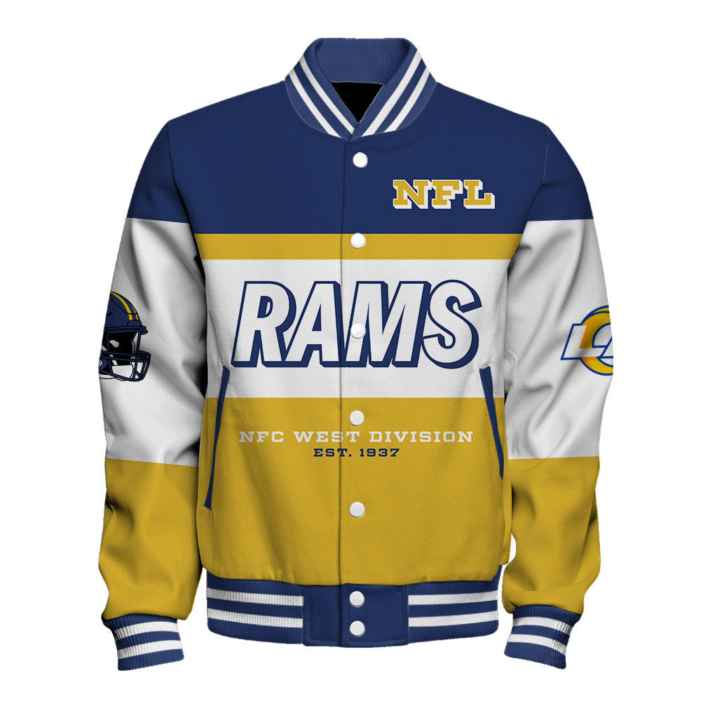 Los Angeles Rams Three-Striped Contrast Color Design Varsity Jacket