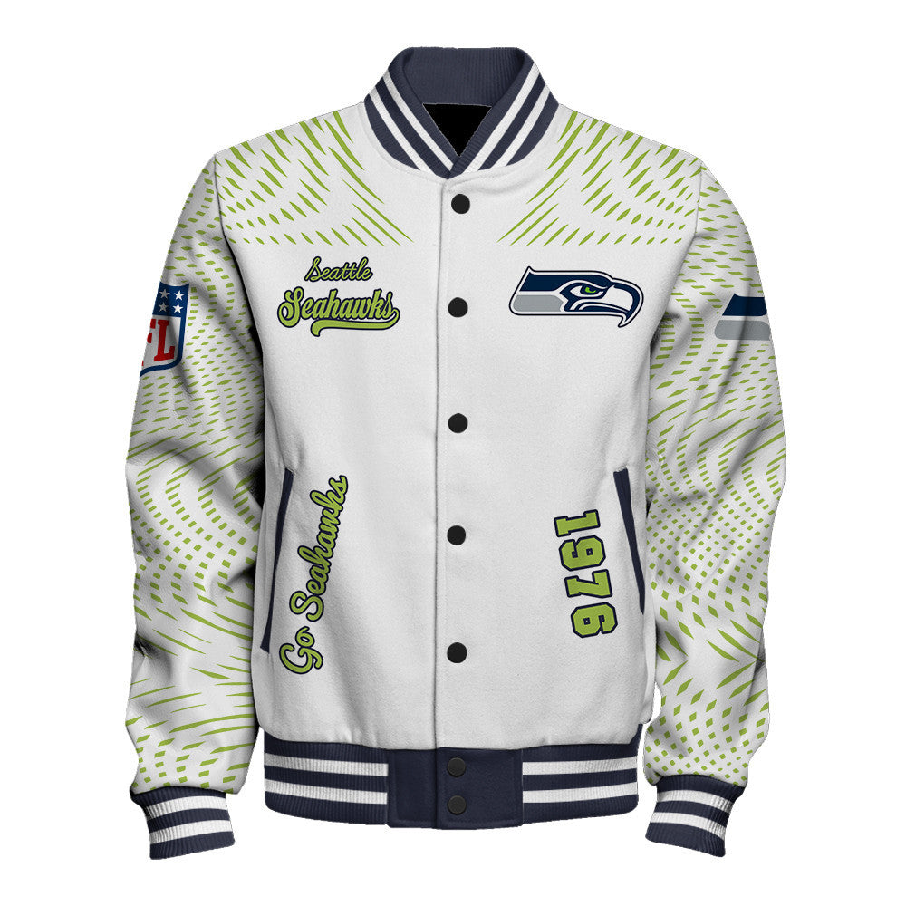 NFL Seattle Seahawks Primary Logo Limited Edition Navy Varsity Jacket