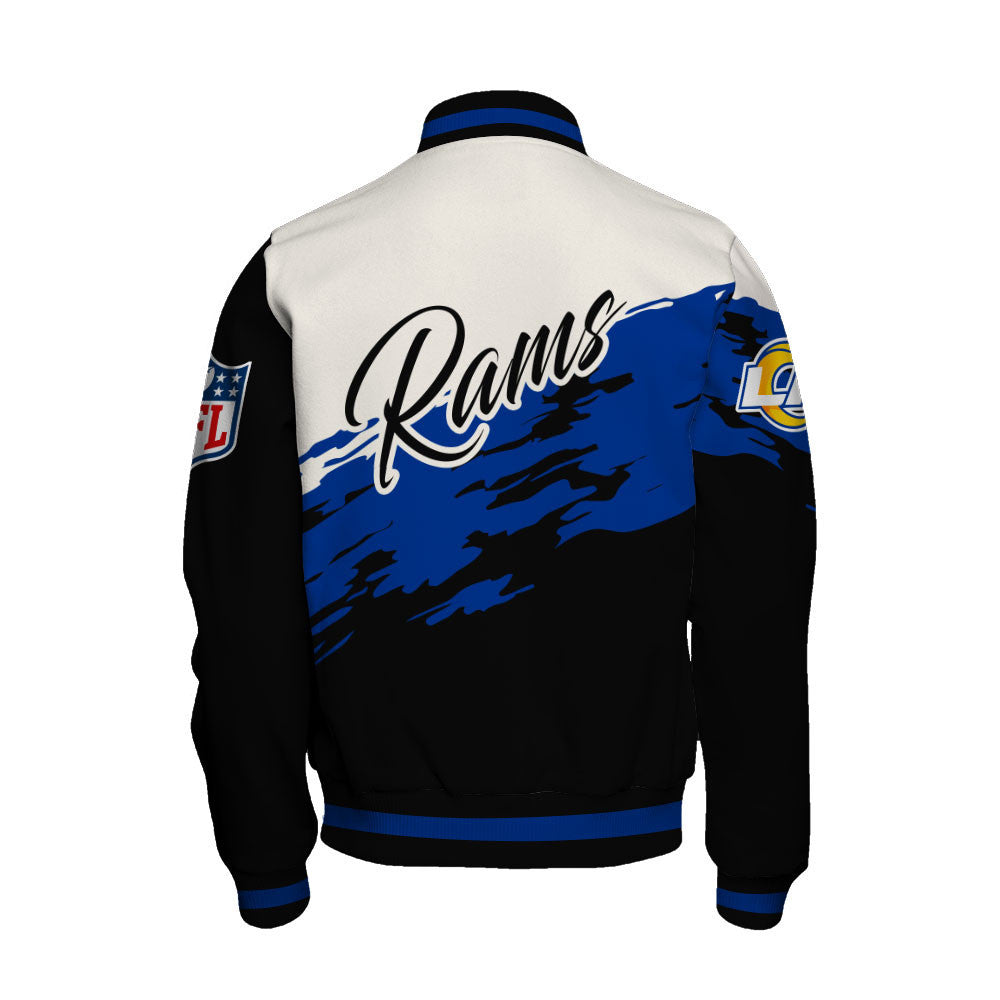Los Angeles Rams Dynamic Color-Blocking Design and Signature Lettering Varsity Jacket