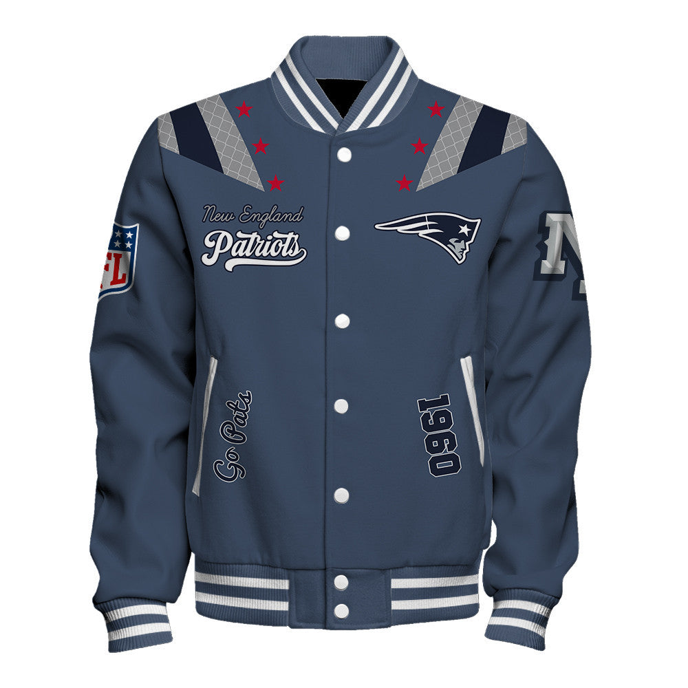 NFL New England Patriots Rivalries Collection Storm Blue Varsity Jacket