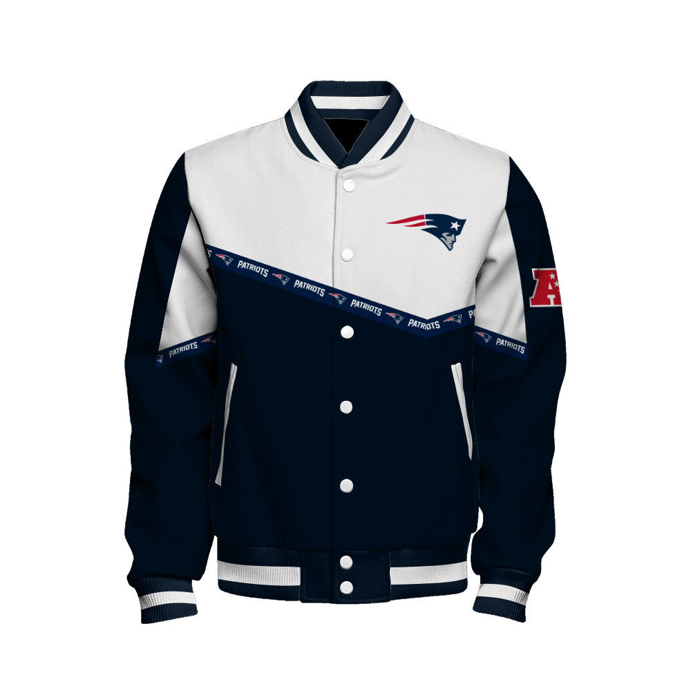 New England Patriots College-Inspired Style Featuring Exclusive Artwork Varsity Jacket