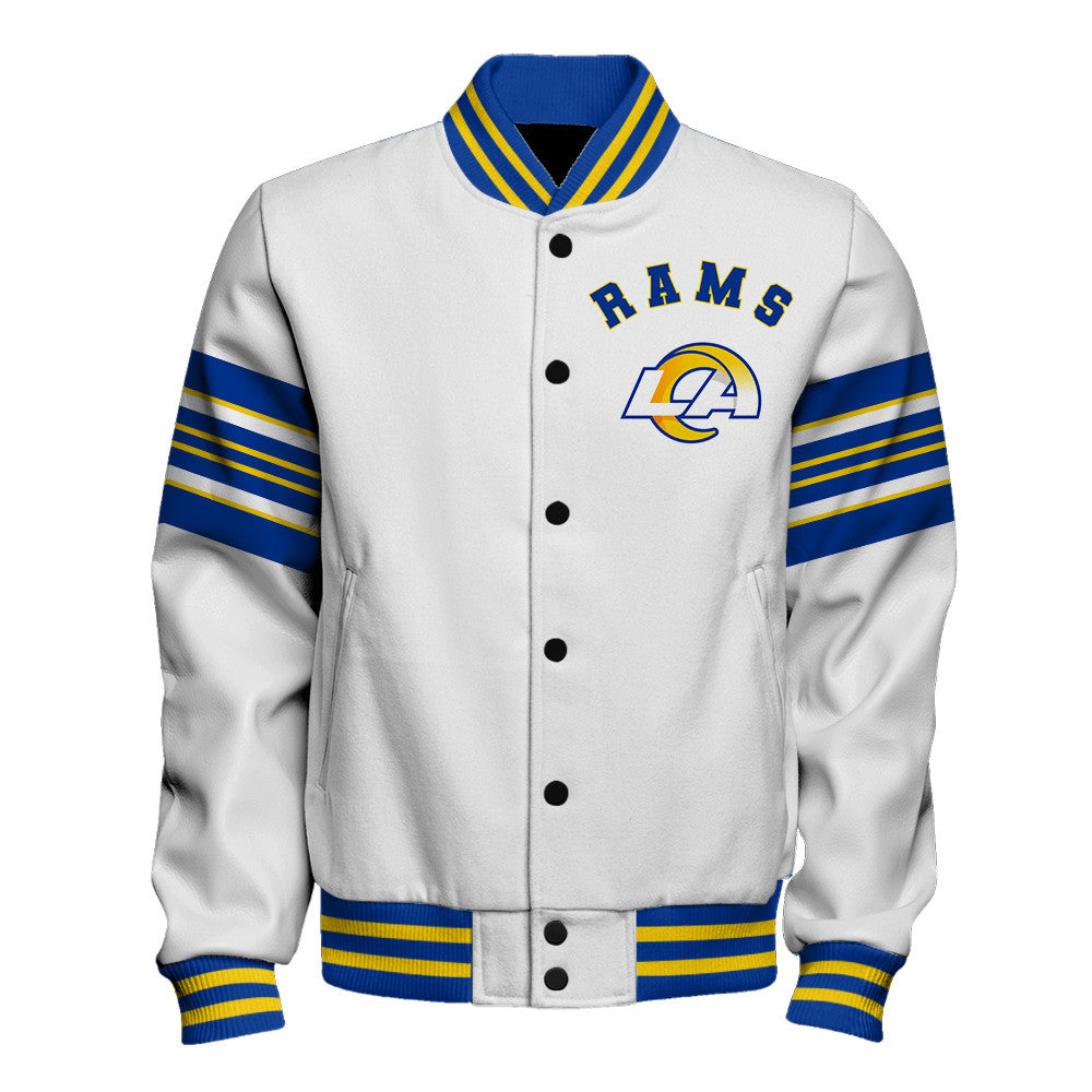 Los Angeles Rams Classic Colorway, Bold Embroidered Art Logo Details Varsity Jacket