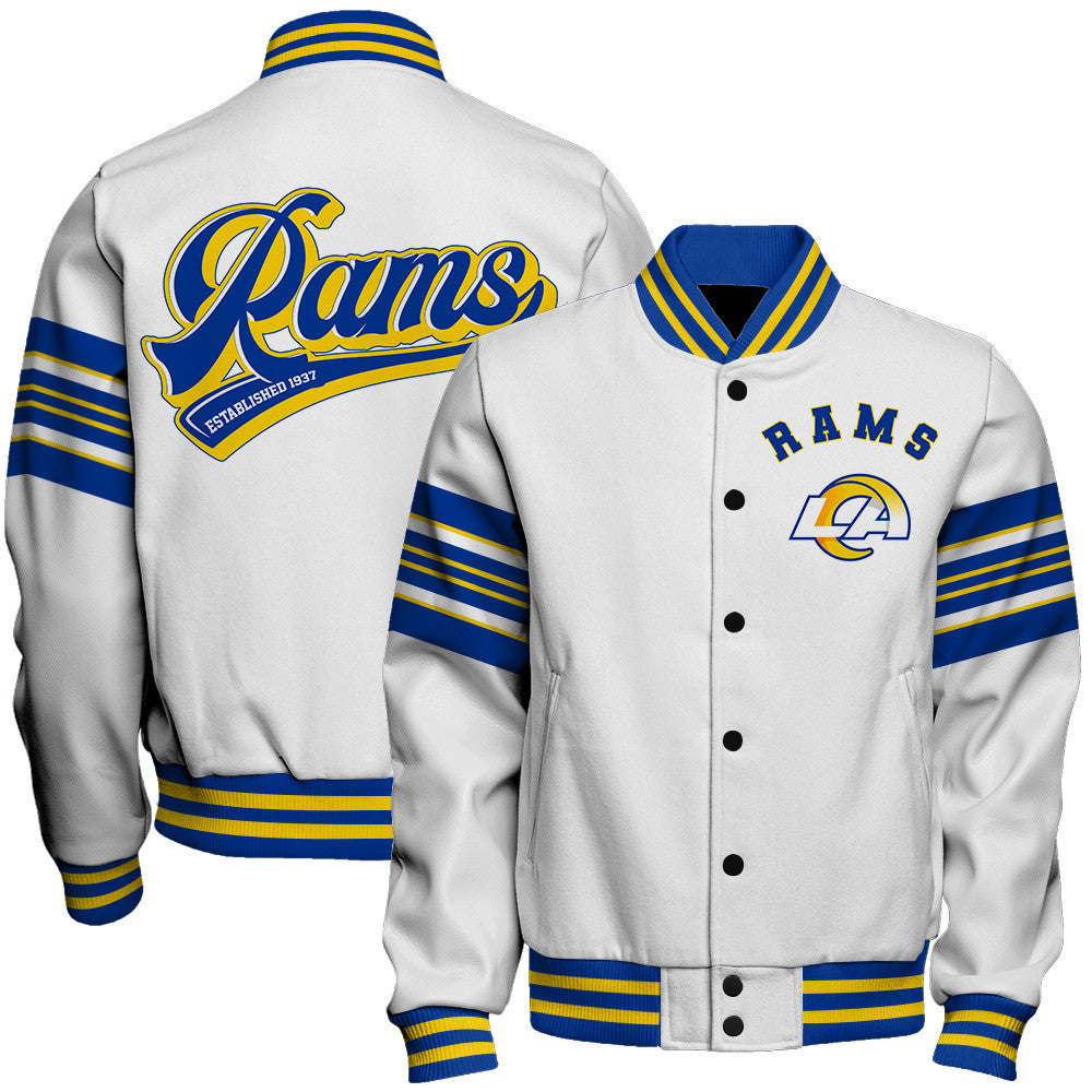 Los Angeles Rams Classic Colorway, Bold Embroidered Art Logo Details Varsity Jacket