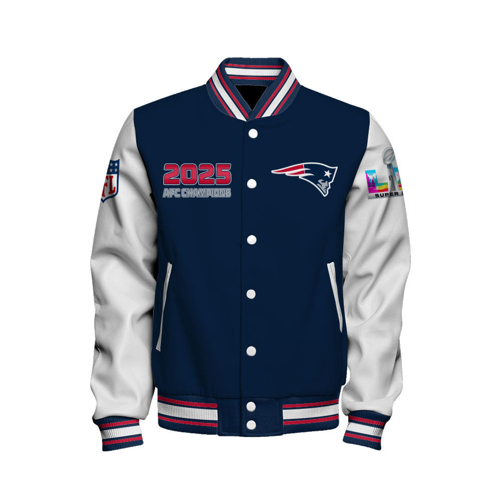 New England Patriots 2025 AFC Champions: The "Patriots Take AFC" Masterpiece Varsity Jacket