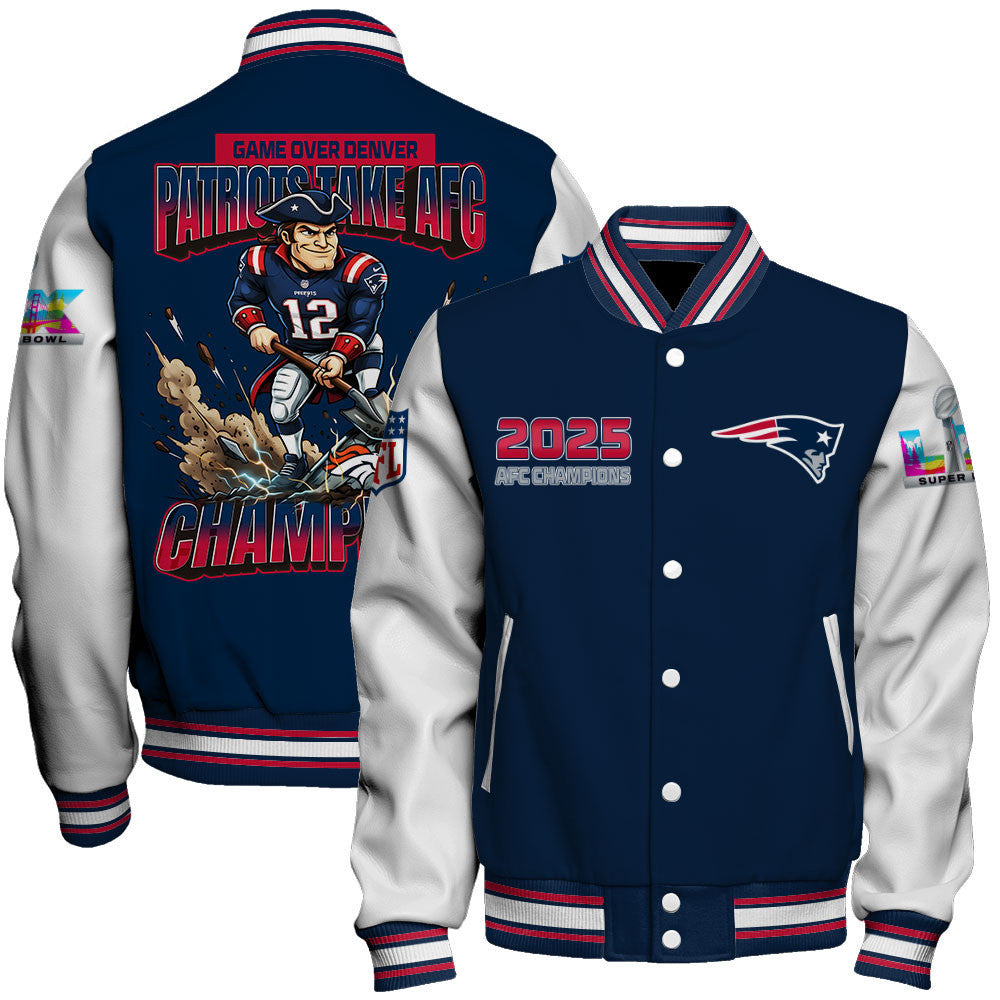 New England Patriots 2025 AFC Champions: The "Patriots Take AFC" Masterpiece Varsity Jacket