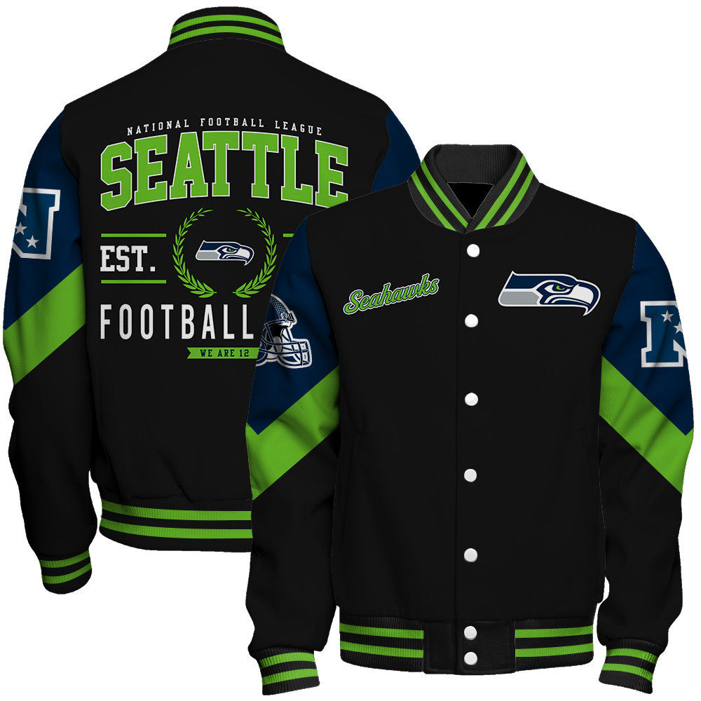Seattle Seahawks Football Club Iconic Logo We Are 12 Varsity Jacket
