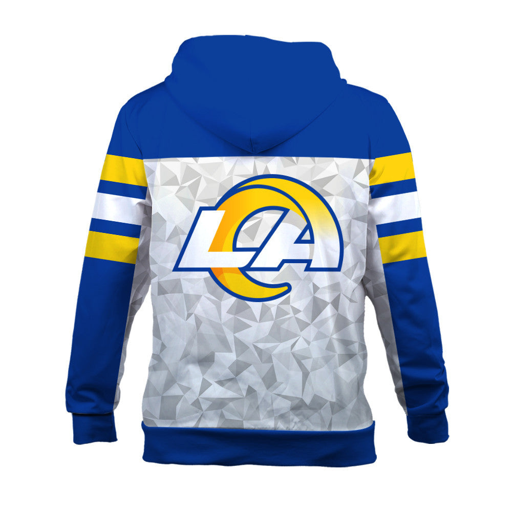 NFL Los Angeles Rams Game Day Essential White/Blue 3D Zip Hoodie