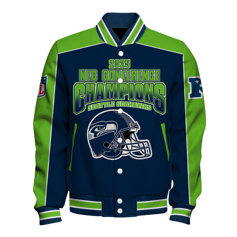 Seattle Seahawks Courage & Glory 2025 NFC Conference Champions Varsity Jacket