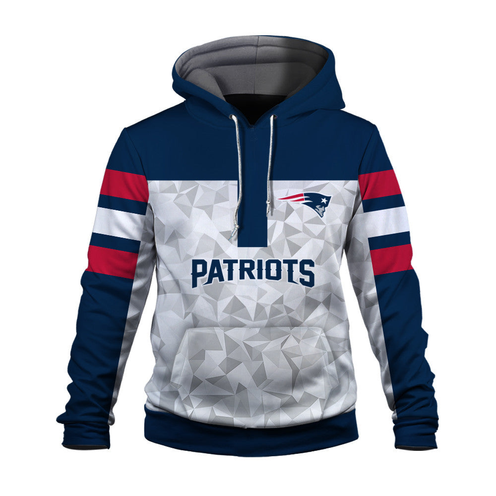NFL New England Patriots Game Day Essential White/Navy 3D Hoodie