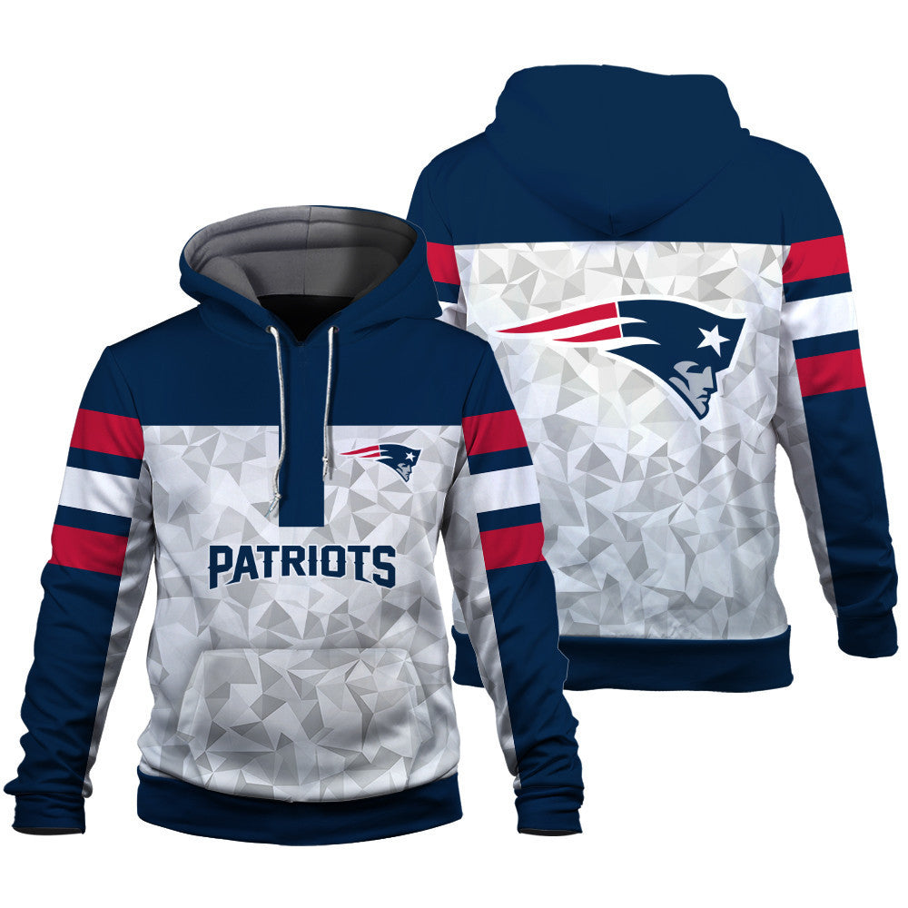 NFL New England Patriots Game Day Essential White/Navy 3D Hoodie