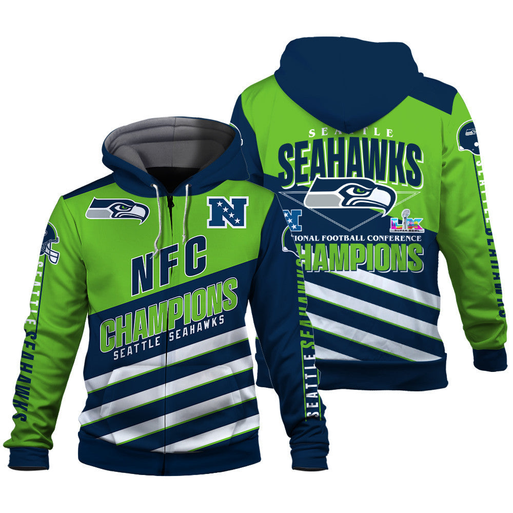 Seattle Seahawks Limited Edition Honoring NFC Champions 2025 3D Zip Hoodie