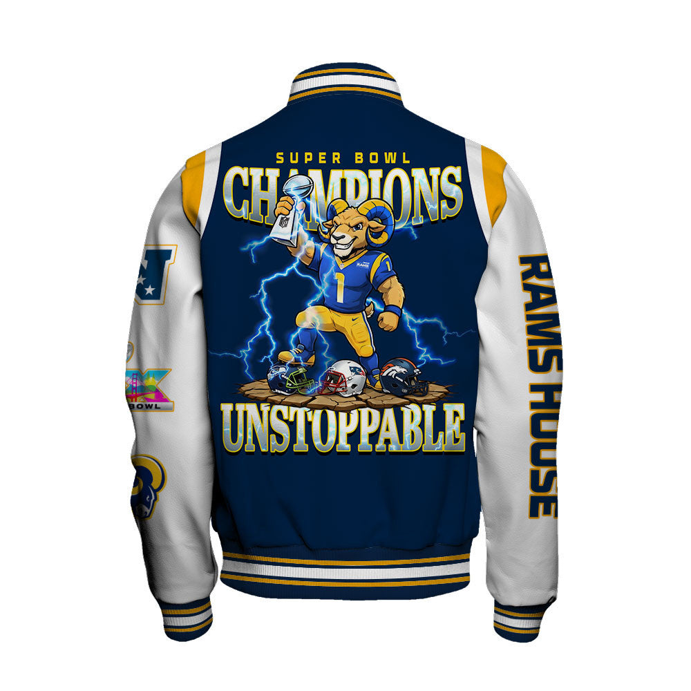 Los Angeles Rams 2025 Super Bowl Champions Unstoppable Varsity Jacket