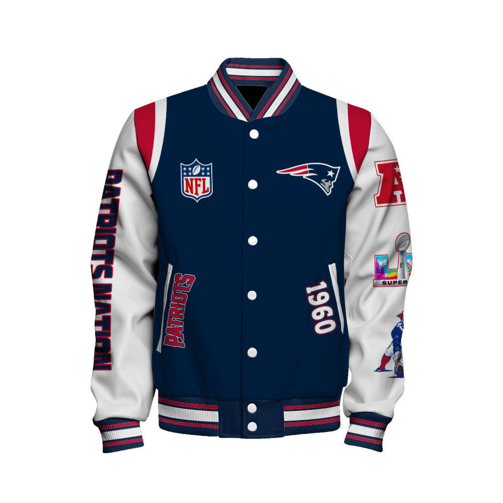 New England Patriots 2025 Super Bowl Champions Unstoppable Varsity Jacket