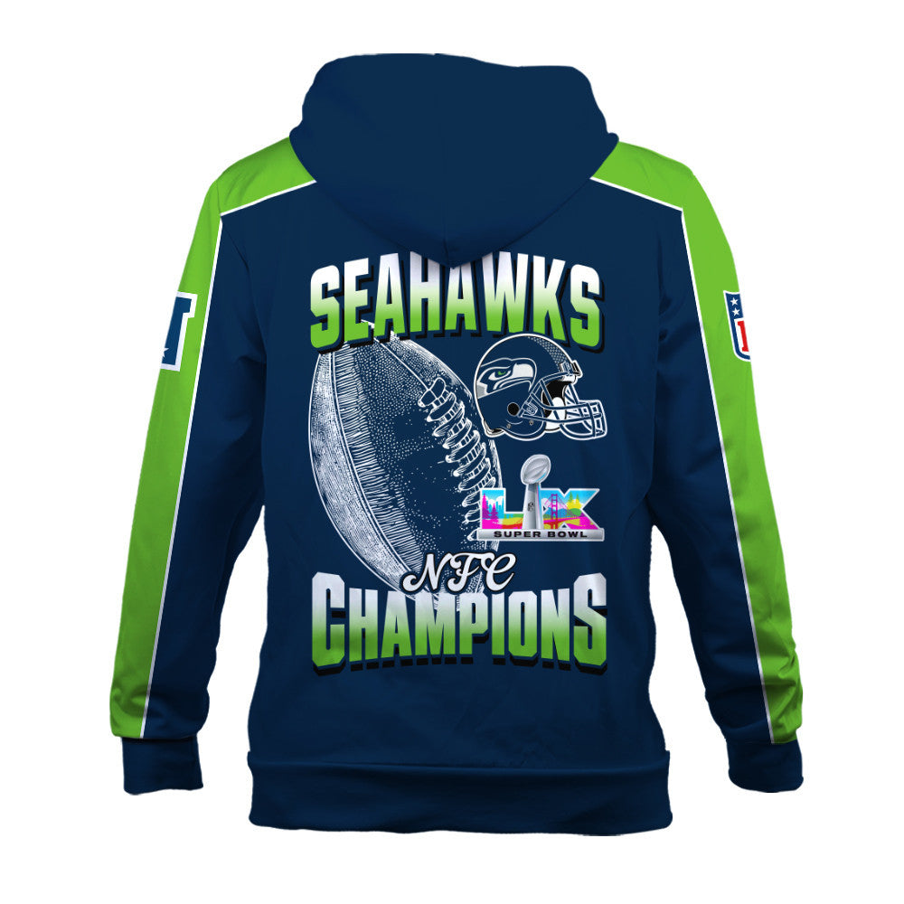 Seattle Seahawks Courage & Glory 2025 NFC Conference Champions 3D Hoodie