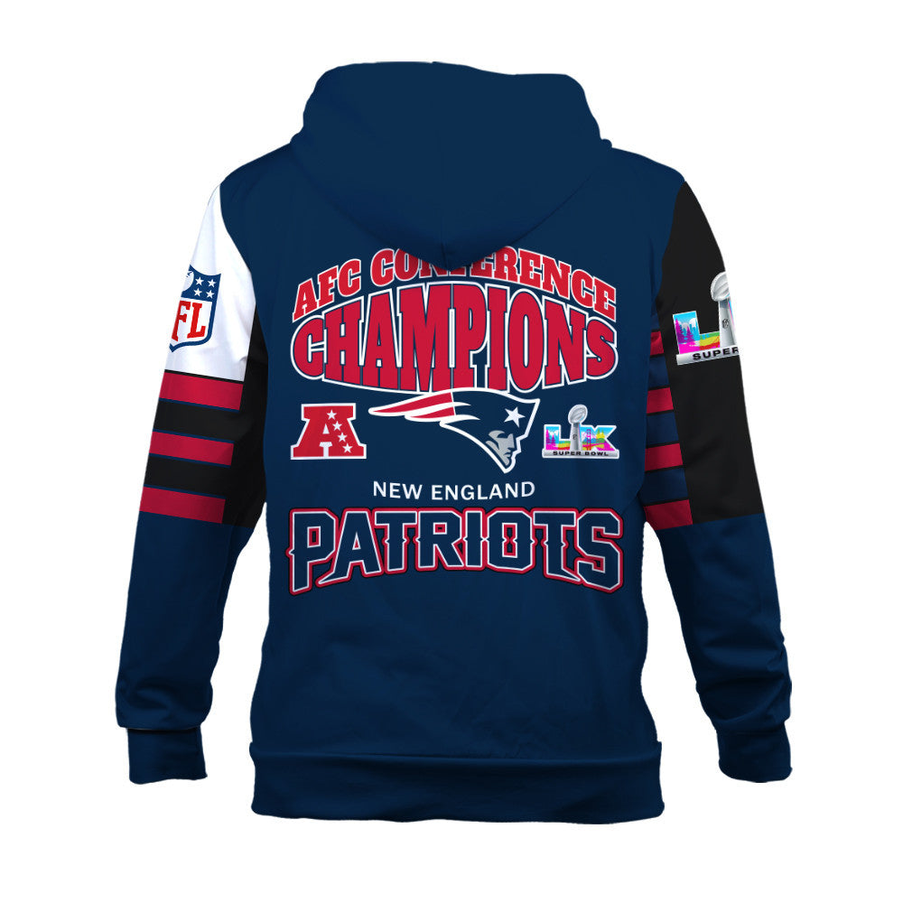 New England Patriots 2025 AFC Conference Champions: The Ultimate Victory 3D Hoodie
