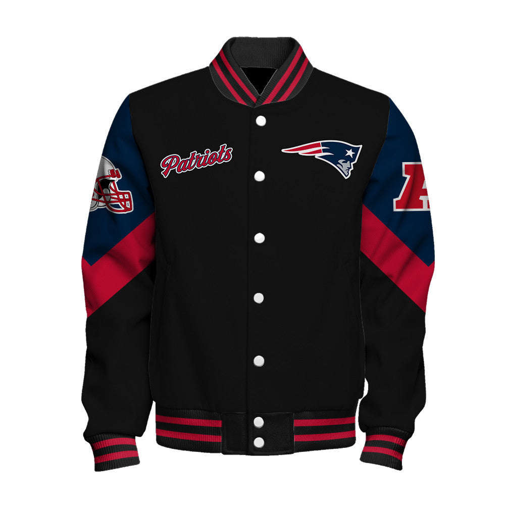 New England Patriots Football Club Iconic Logo Patriots Nation Varsity Jacket